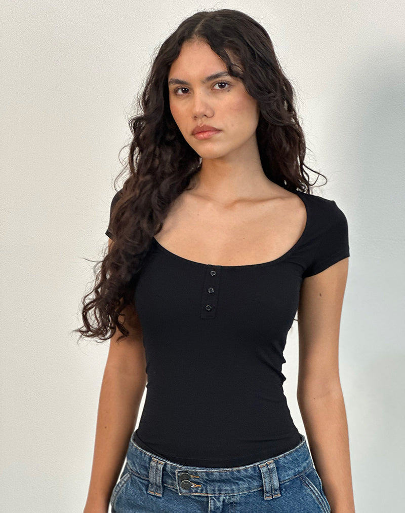 Vibian Kurzarmtop in Schwarz