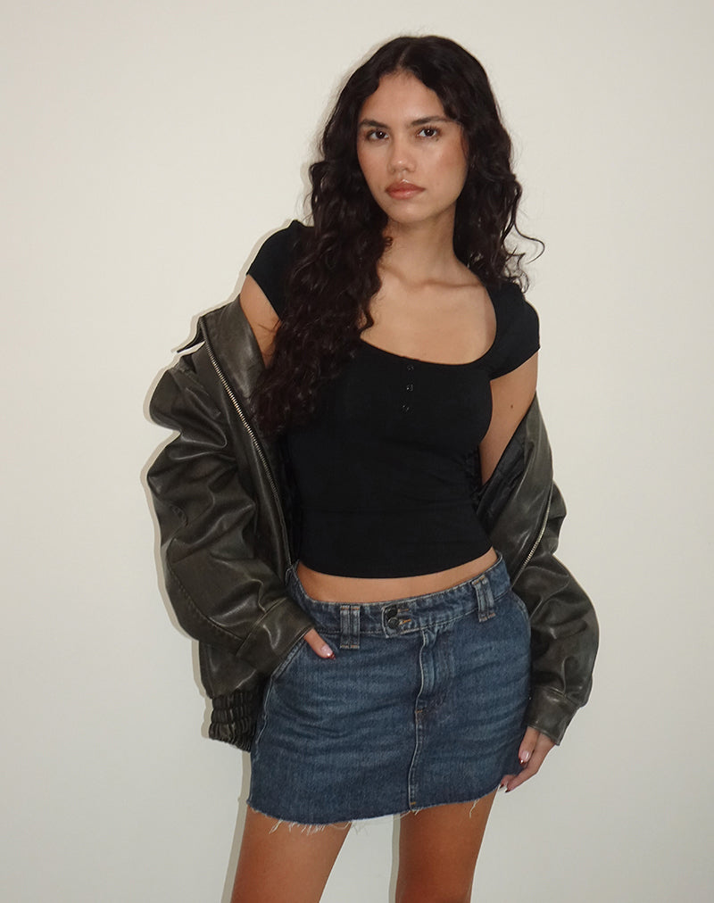 Image of Vibian Kurzärmeliges Top in Schwarz