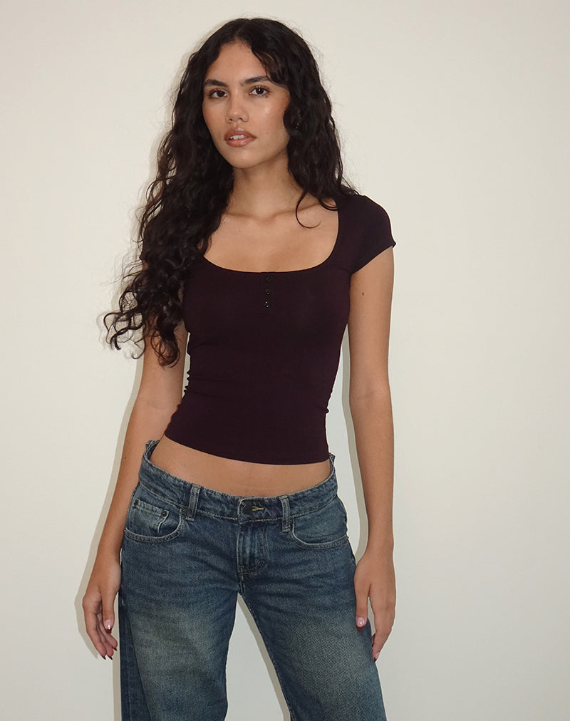 Image of Vibian Kurzarm-Top in Oxblood