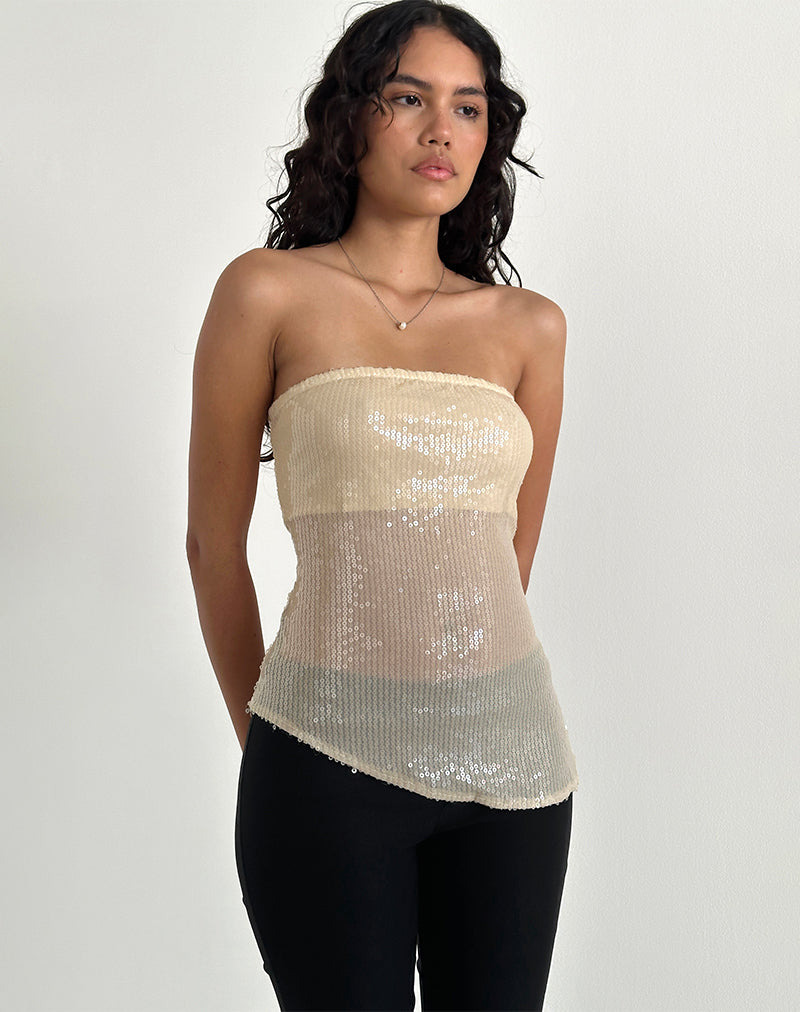 Image of Viksuni Bandeau Top in Nude Klare getönte Scheibe