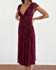 Bild von Vilinia Midikleid in Botanical Flower Maroon