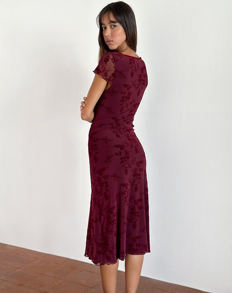 Bild von Vilinia Midikleid in Botanical Flower Maroon