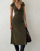 Bild von Vilinia Midikleid in abstrakter Botanik Dunkel-Olive