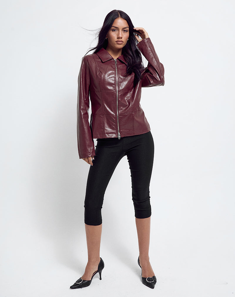 Bild von Vincent Fitted Jacket in PU Burgundy