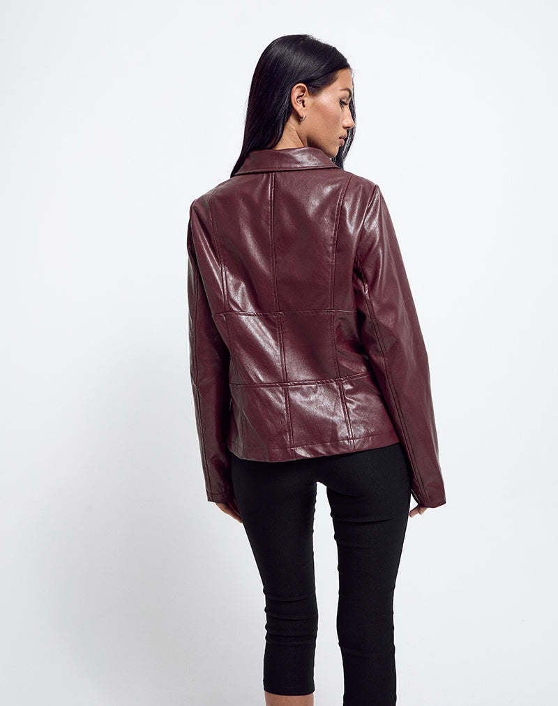 Bild von Vincent Fitted Jacket in PU Burgundy