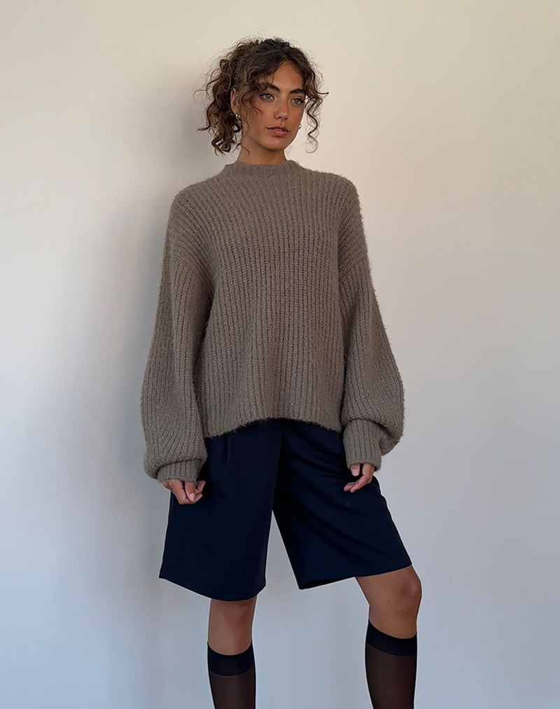 Viola Oversized Strickpullover in Hell-Olive
