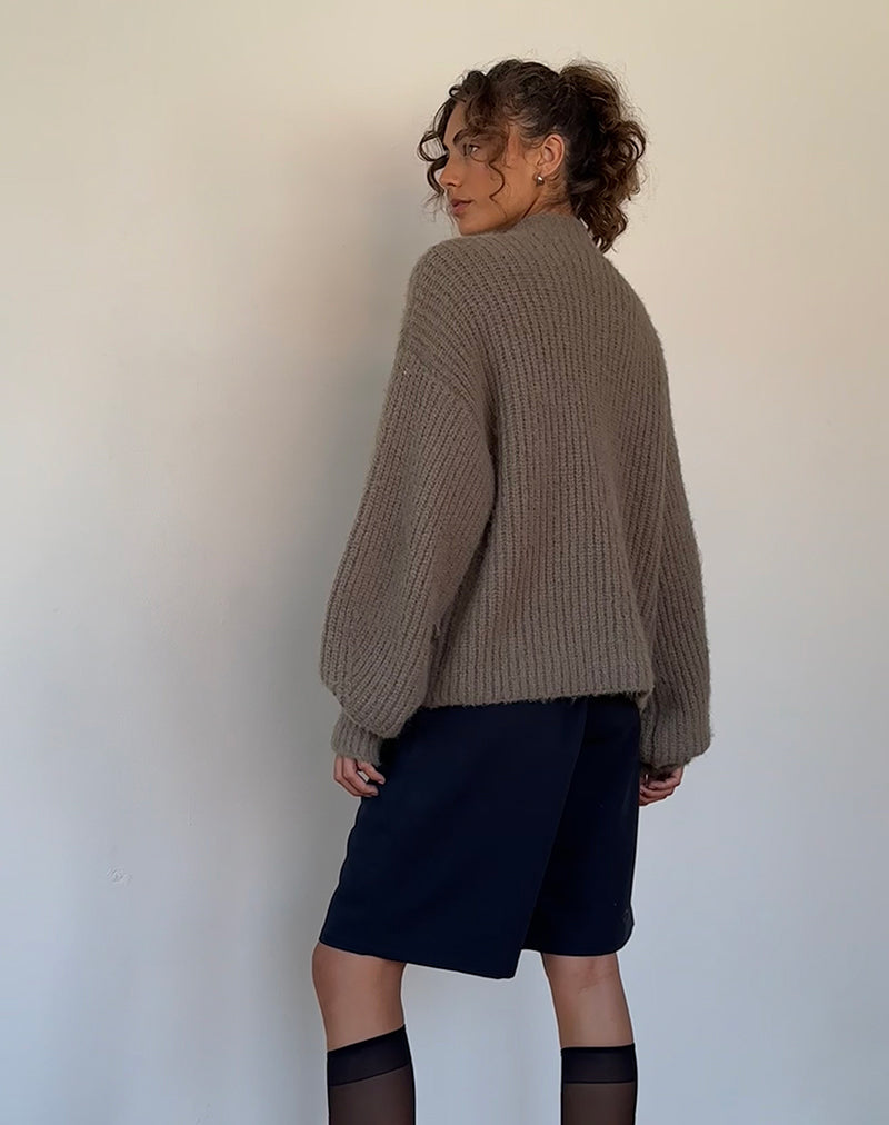 Image of Viola Übergroßer Strickpullover in Hell-Olive