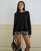 Image of Vivala Boxy Long Sleeve Top in Schwarz mit Rüschensaum
