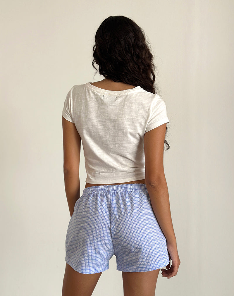 Image of Voir Shorts aus Popeline Gingham Blau und Weiß