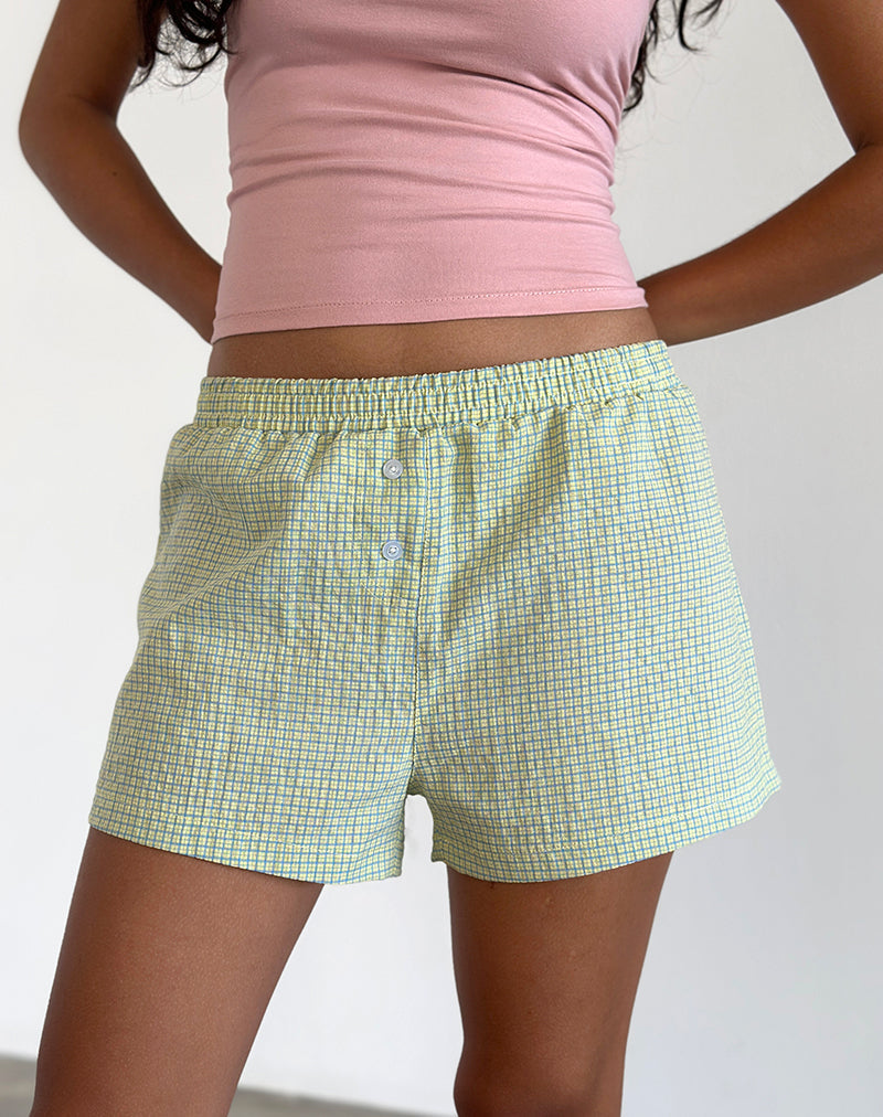 Voir Short aus Popeline Gingham Gelb und Blau