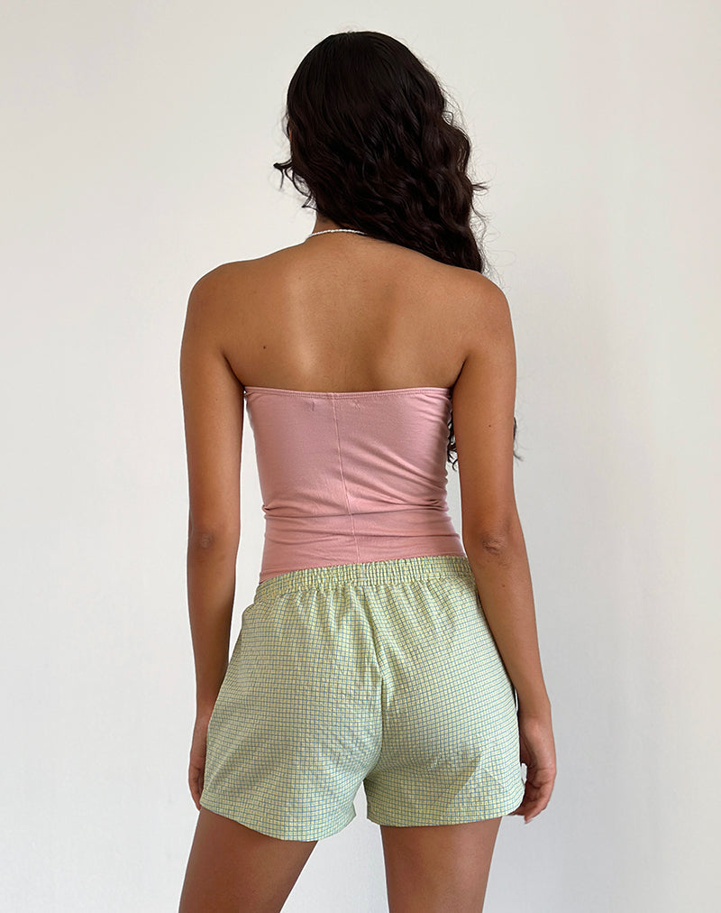 Image of Voir Short aus Popeline Gingham Gelb und Blau