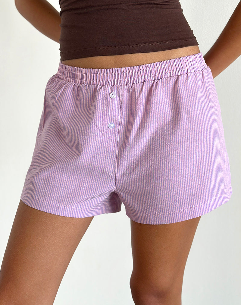 Image of Voir Shorts aus Popeline rosa und lila gestreift