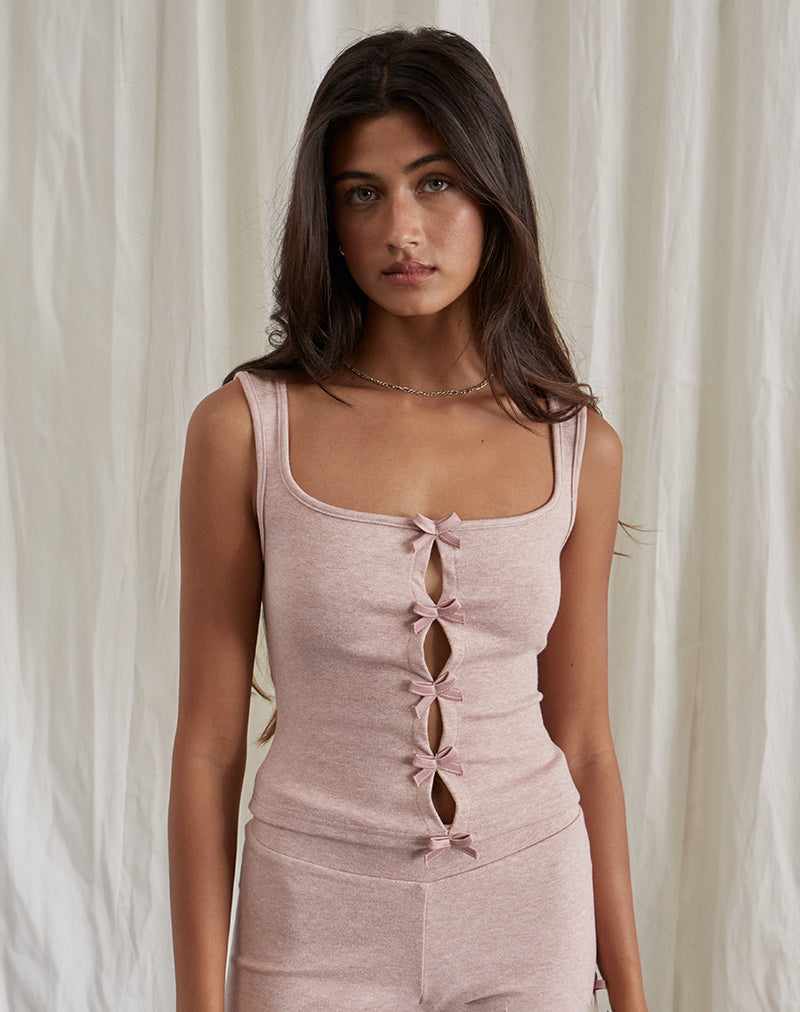 Vonnie Bow Vest Top aus Strick in Sandy Pink