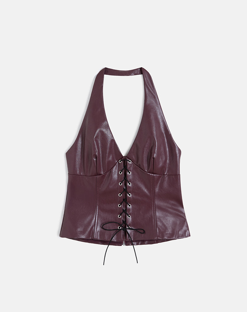 Bild von Wahya Lace Up Halter Top in PU Pflaume