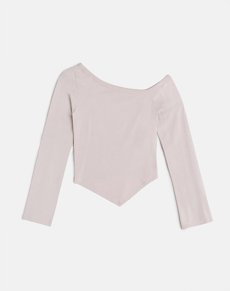 Image of Wakana Asymmetrisches langärmeliges Top in Cannoli Creme