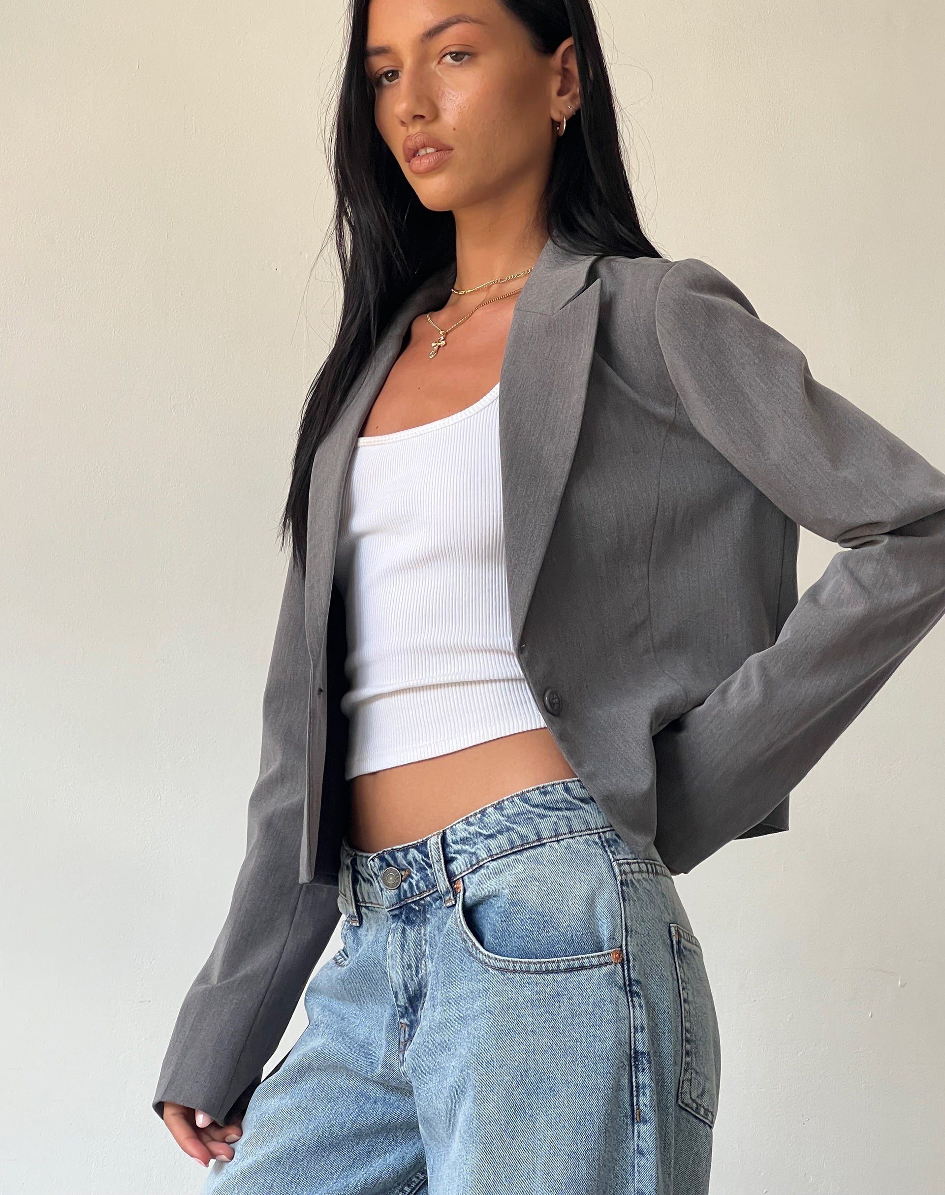 Bild von Walid Cropped Blazer in Tailoring Charcoal