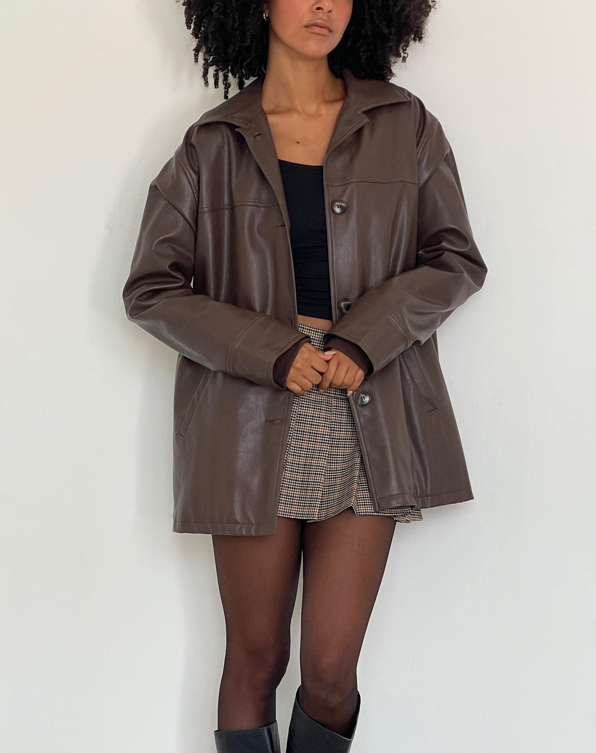 Image of Walta Jacke aus PU Trüffel Braun