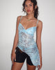 Bild von Warica Asymmetrisches Cami Top in Blau Paisley Abstrakt Rustikal