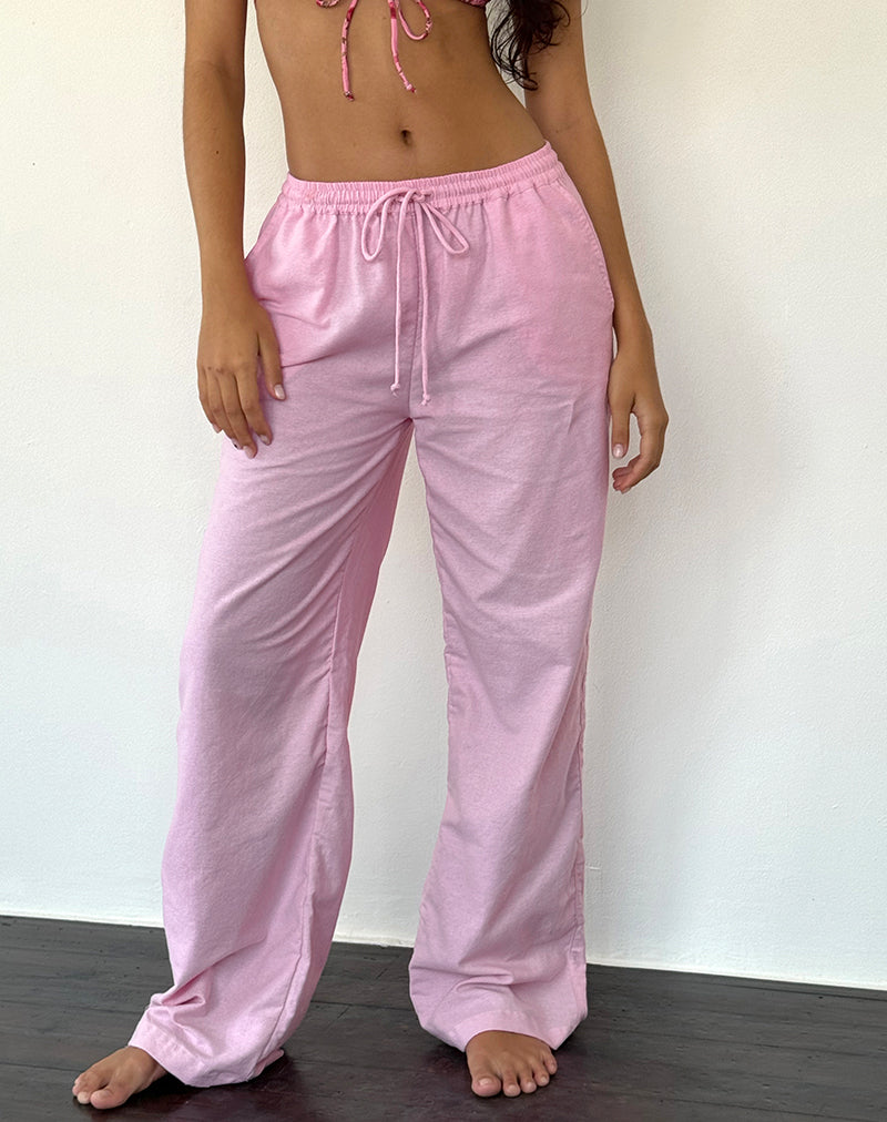 Image of Wasic Weite Leinenhose in Flamingo Pink