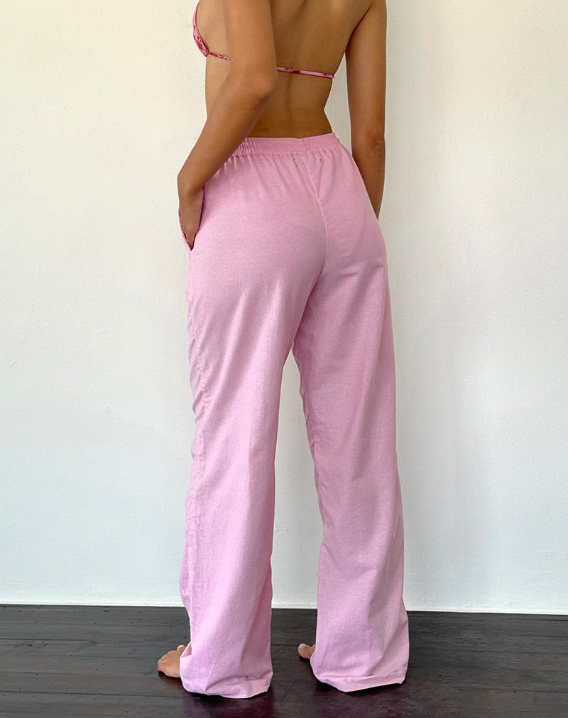 Image of Wasic Weite Leinenhose in Flamingo Pink