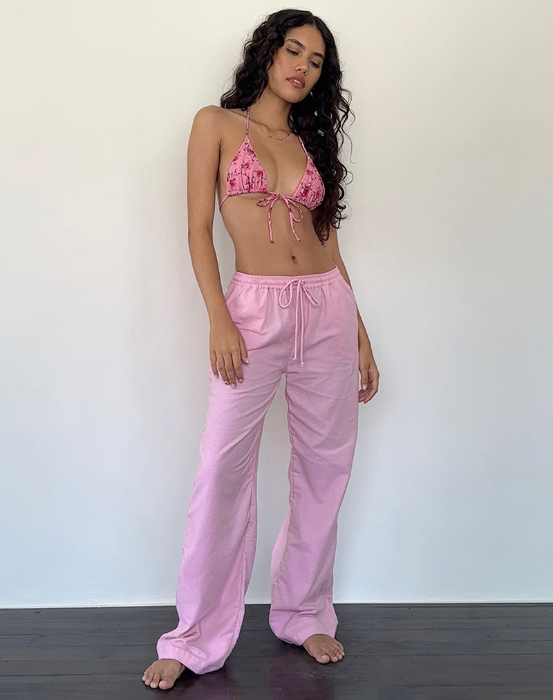 Image of Wasic Weite Leinenhose in Flamingo Pink