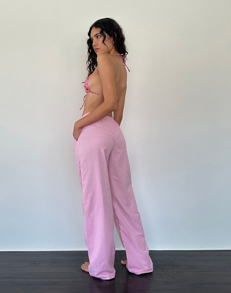 Image of Wasic Weite Leinenhose in Flamingo Pink