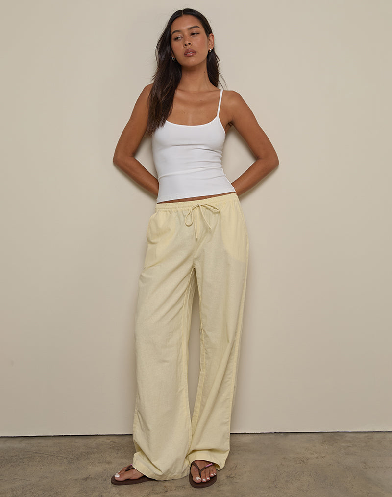 Image of Wasic Weite Leinenhose in Lemon