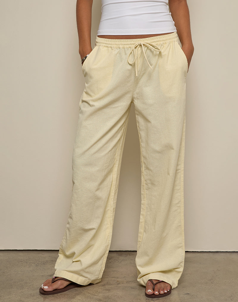 Wasic Leinenhose mit weitem Bein in Lemon