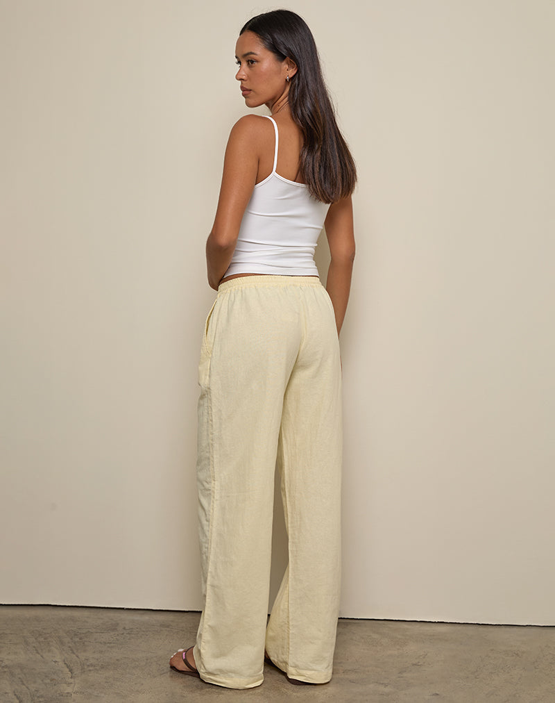 Image of Wasic Weite Leinenhose in Lemon