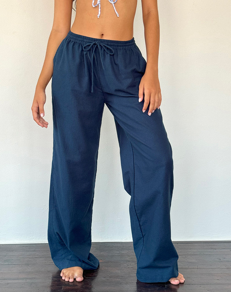 Image of Wasic Weite Hose aus Leinen in Navy