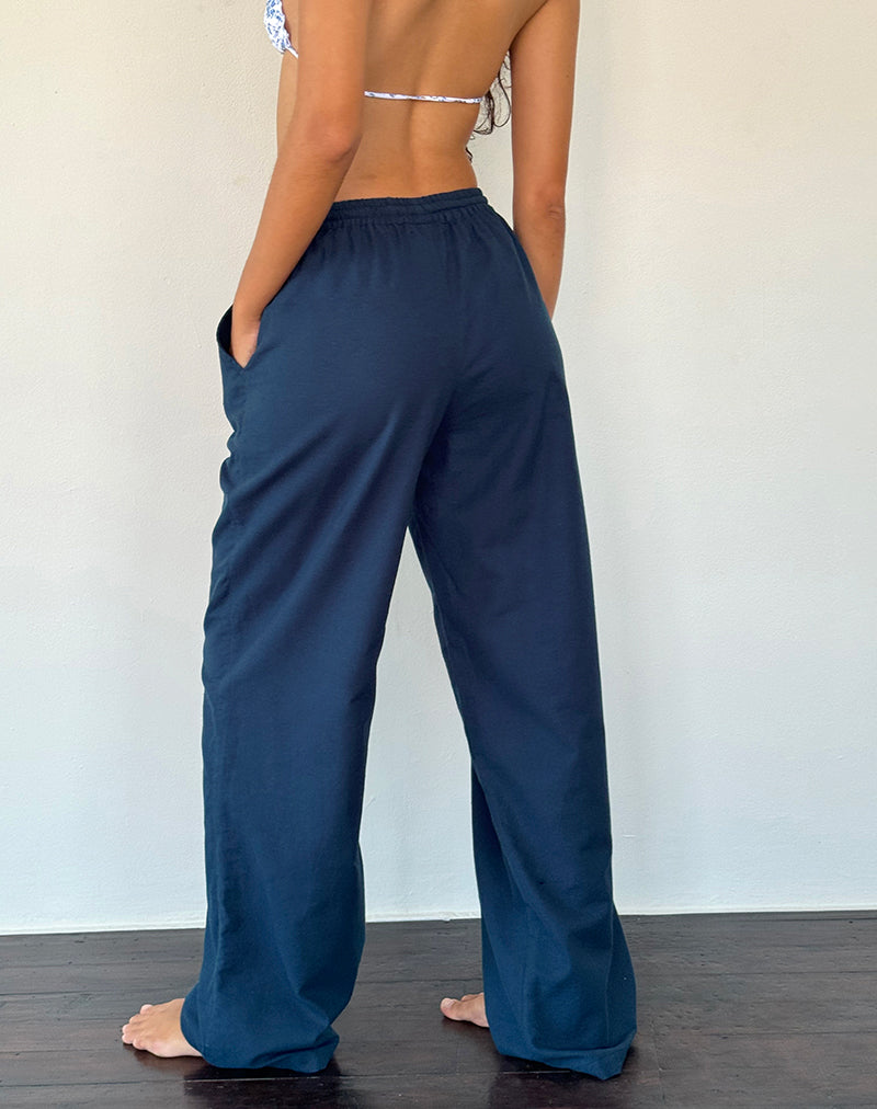 Image of Wasic Weite Hose aus Leinen in Navy