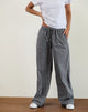 Image of Wasic Leinenhose mit weitem Bein in Schwarz und Grau mit Gingham-Tönen