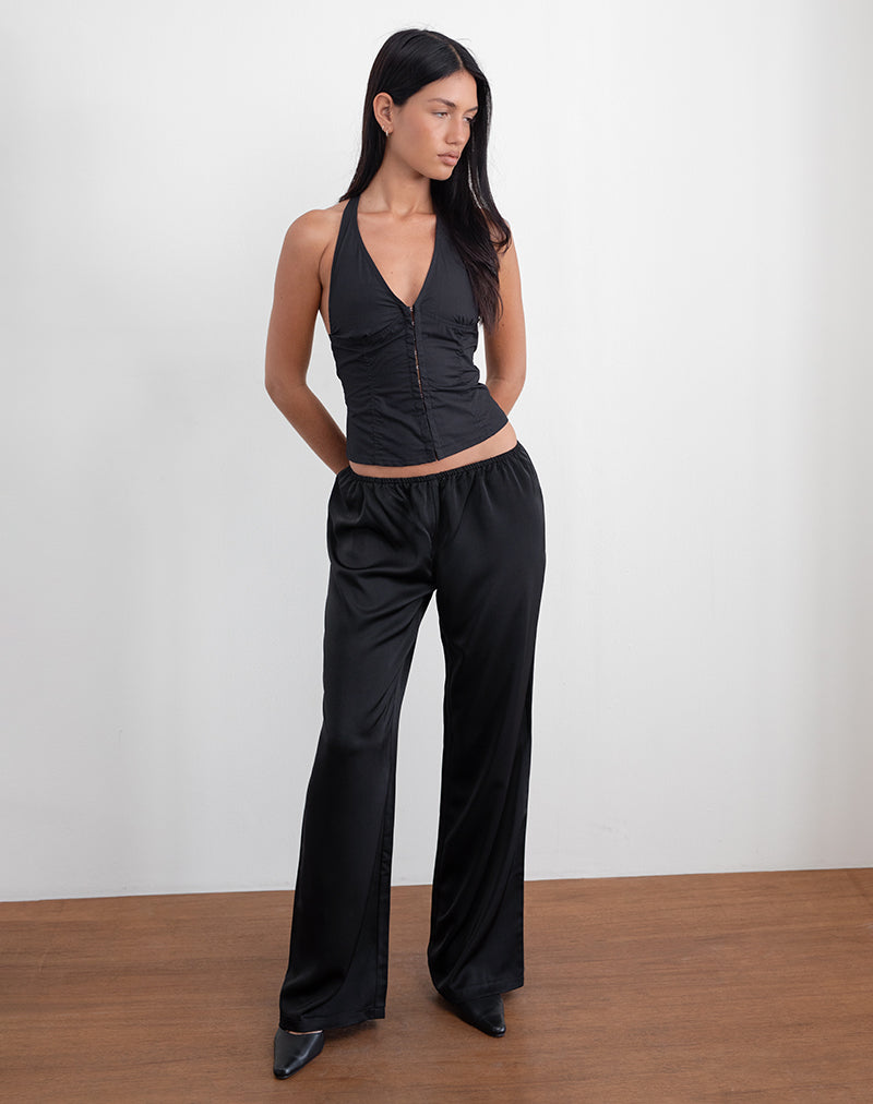 Image of Waski Weite Hosenbeine aus Satin Schwarz