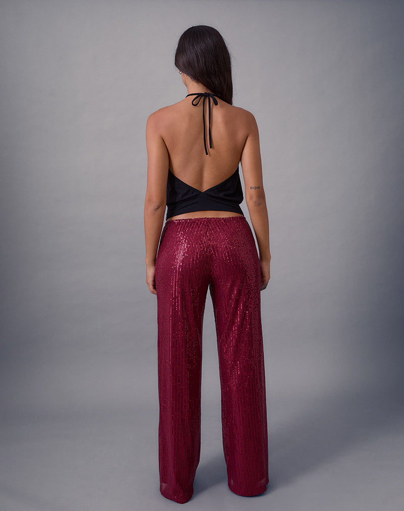 Bild der Wilaga-Hose mit weitem Bein in Pailletten-Maroon