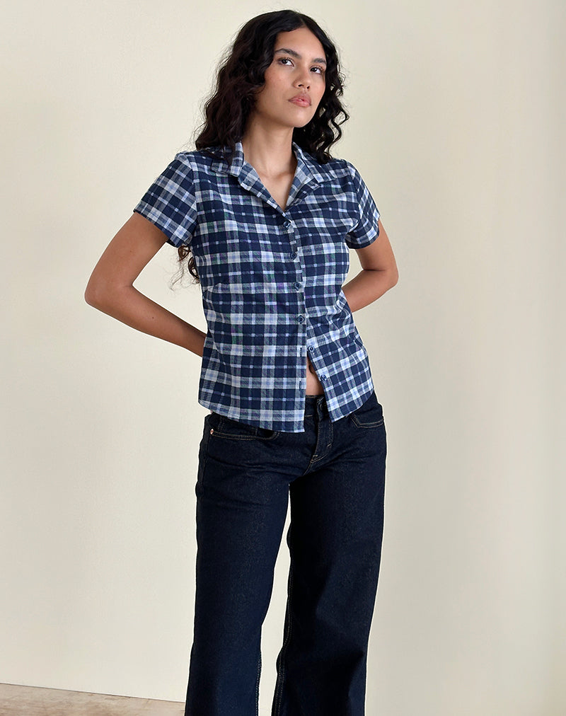 Image of Wilman Hemd in Tartan Dunkelblau