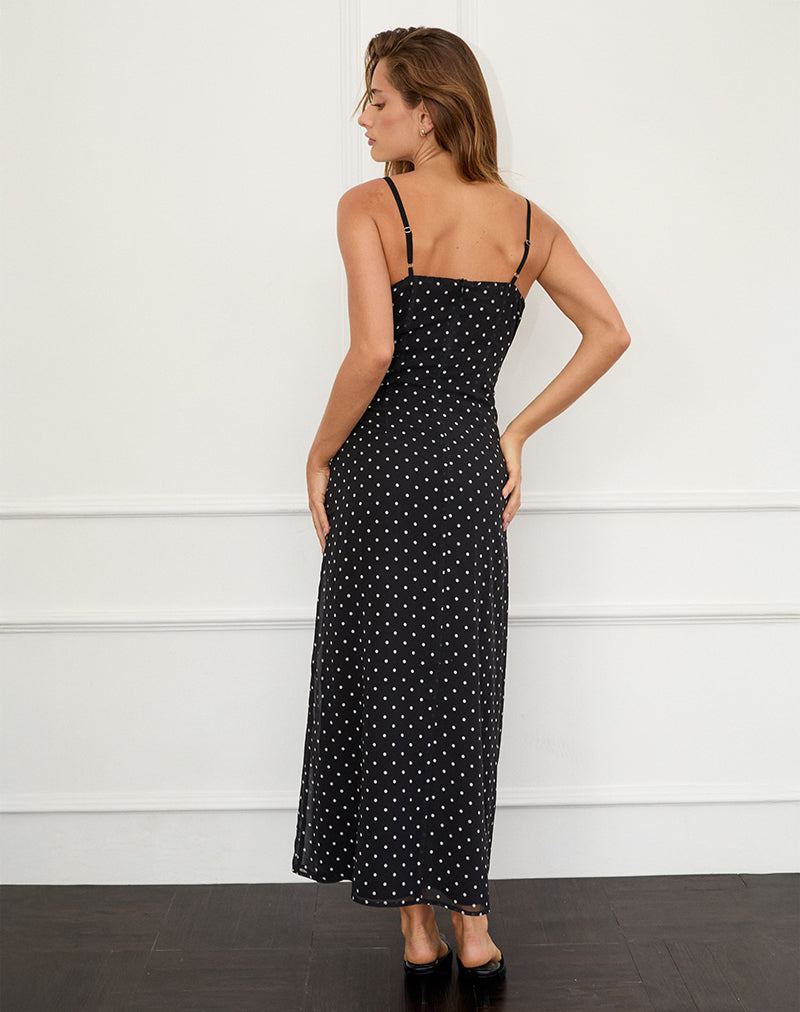 Bild von Wilonna Maxikleid in Basic Polka Schwarz Chiffon