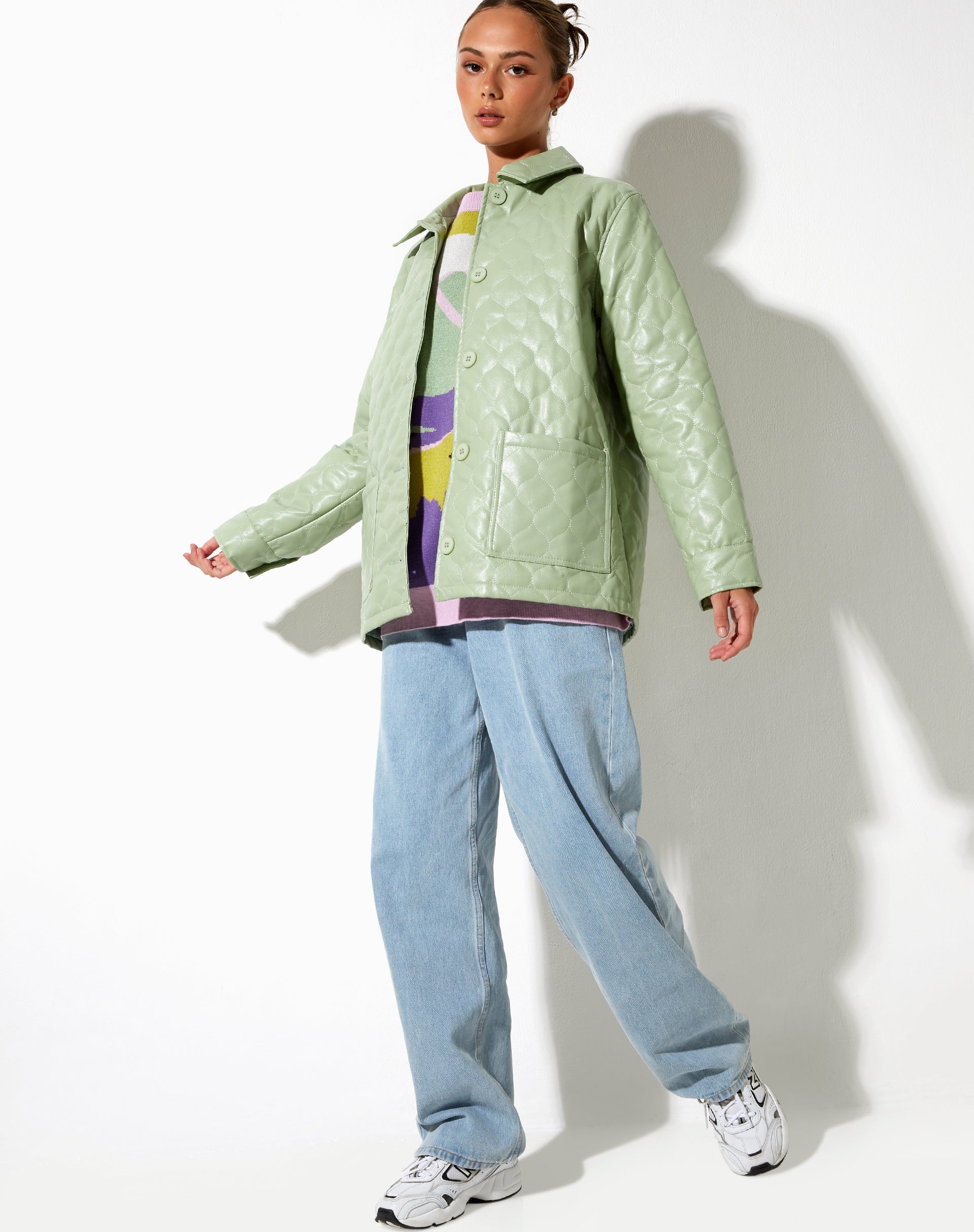 Abbildung der Winka Jacke in gestepptem PU Pastell Mint