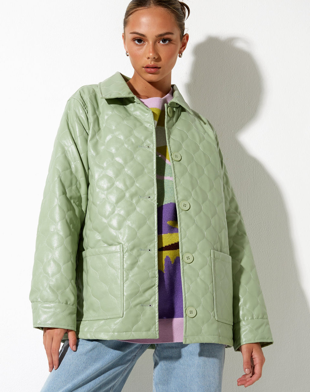 Winka Jacke aus gestepptem PU Pastell Mint