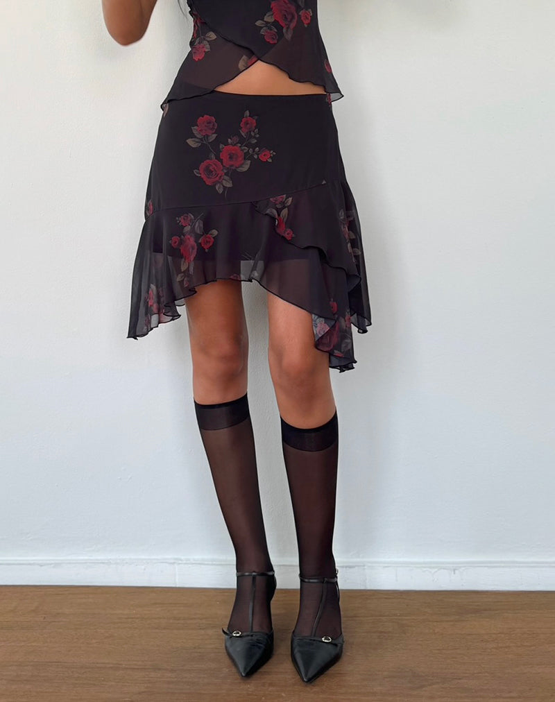 Winona Minirock in Vintage Roses Schwarz