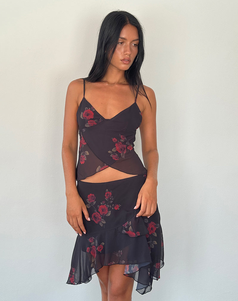 Bild von Winona Minirock in Vintage Roses Schwarz