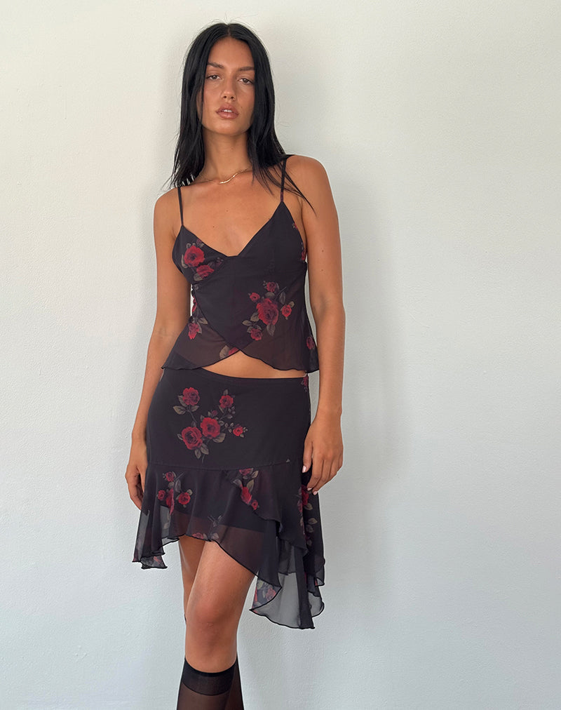 Bild von Winona Minirock in Vintage Roses Schwarz