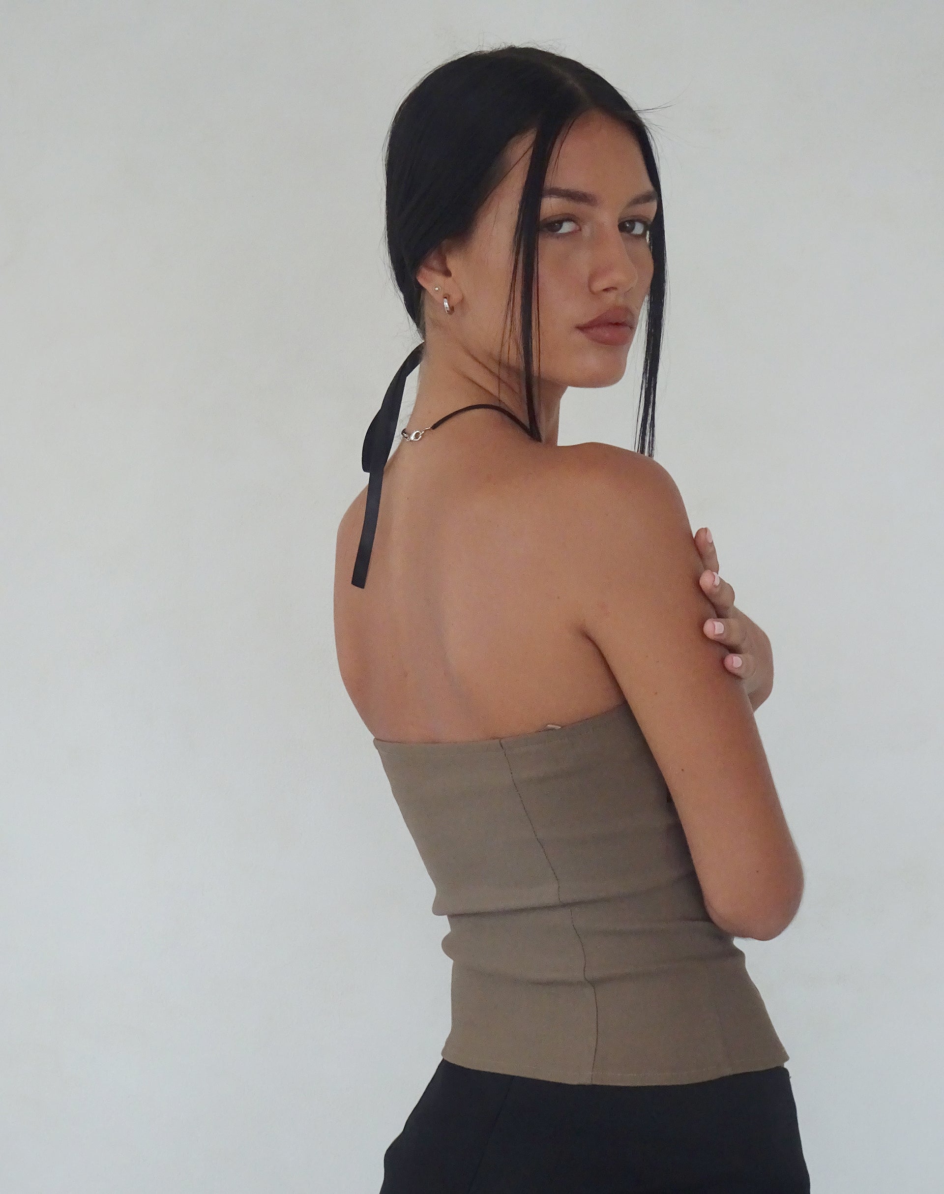 Image of Woyla Bandeau Top in Coco mit schwarzer Schleife