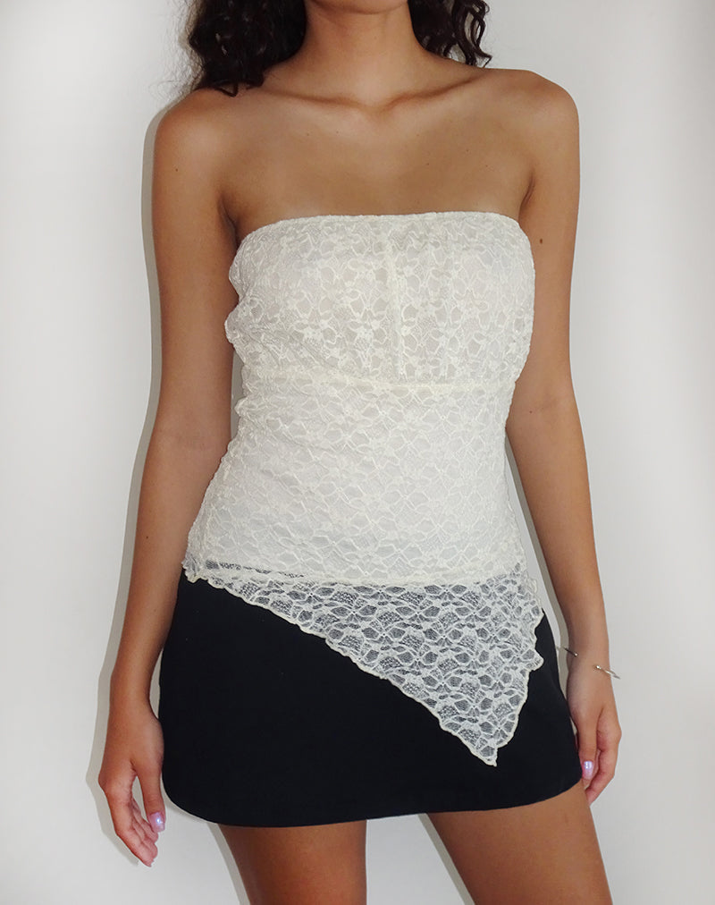 Bild von Wuni Longline Bandeau Top aus Spitze Elfenbein