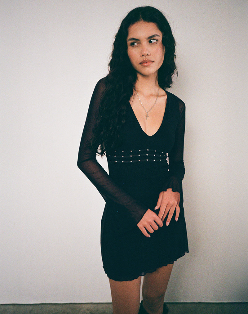 Image of Xaviera tief ausgeschnittenes Kleid in Schwarz