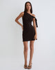 Image of Xeenia One Shoulder Minikleid in Schokoladenbraun