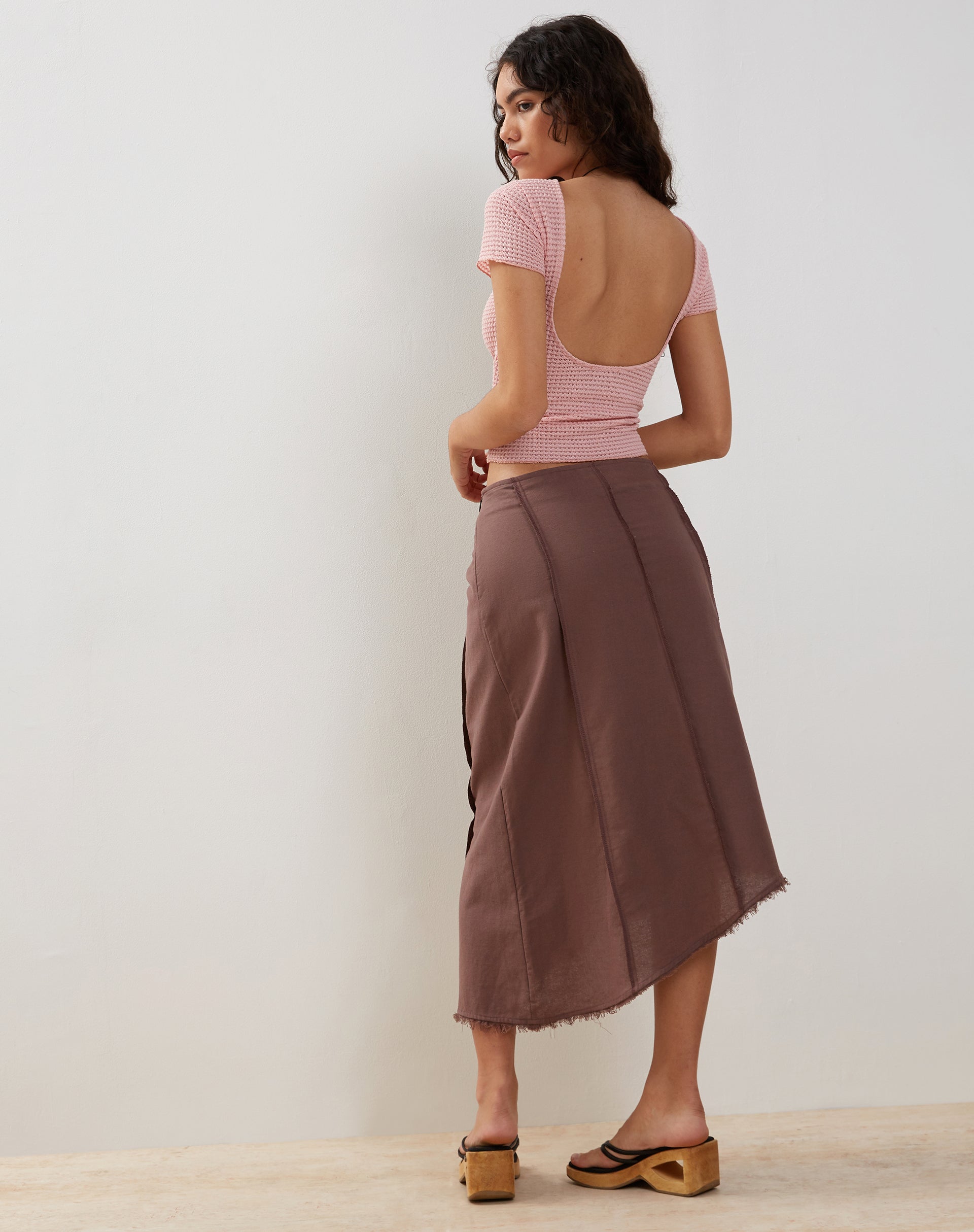 Bild von Xiwang Crop Top in Lachs Strukturierte Häkelei
