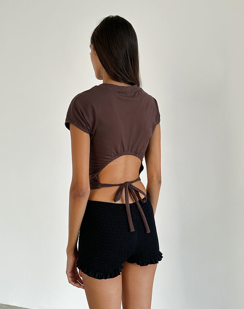 Xiwon Bow Back Top in tiefem Mahagoni