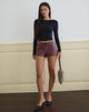 Bild von Yakko Lace Up Hotpants in PU Pflaume