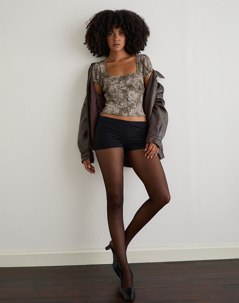 Image of Yakova Bluse aus gewebtem Floralgrün