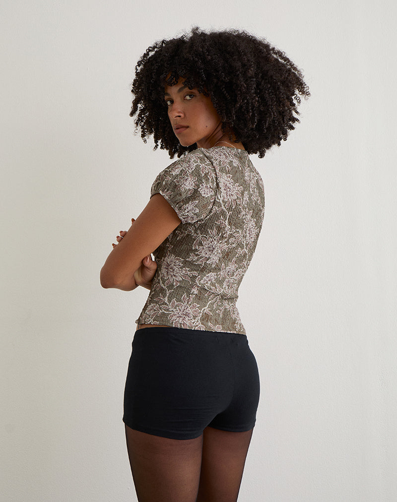 Image of Yakova Bluse aus gewebtem Floralgrün